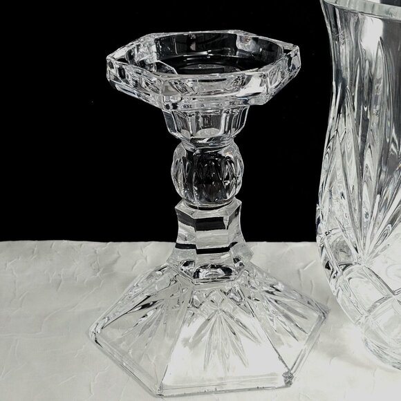 Godinger Lexington Crystal Hurricane Lamp Candleholder 11" cut glass Victorian - Picture 8 of 11